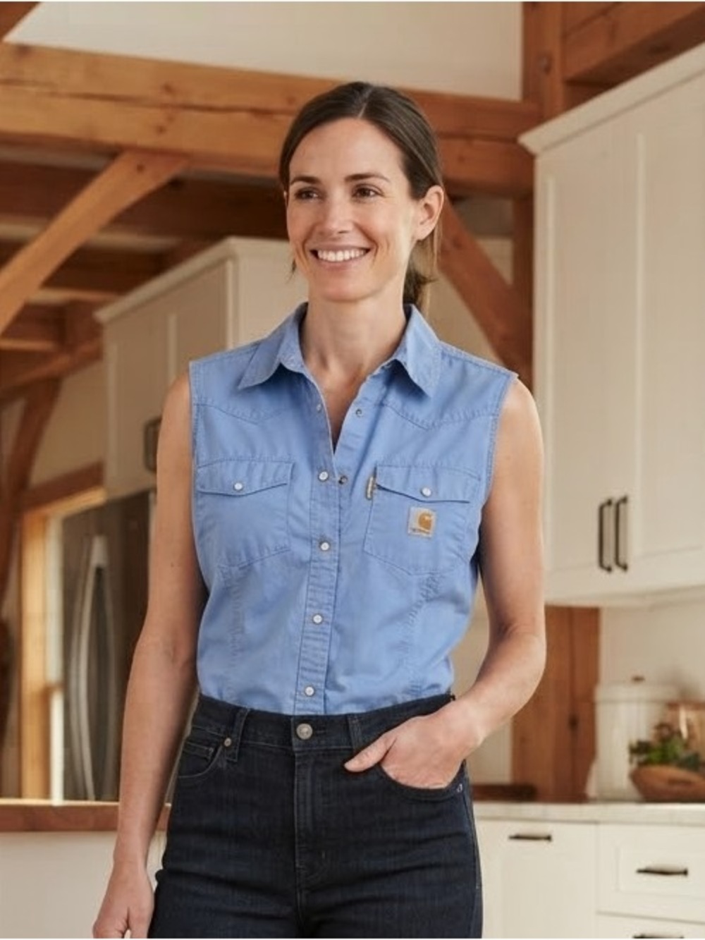 Carhartt Women's Straight Leg Jeans in Dark Blue Indigo
